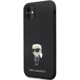 Etui Karl Lagerfeld Silicone Ikonik Metal Pin do iPhone 11 / Xr, czarne