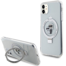 Etui Karl Lagerfeld Ring Stand Karl&Choupettte MagSafe do iPhone 11 / Xr, biały/white