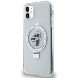 Etui Karl Lagerfeld Ring Stand Karl&Choupettte MagSafe do iPhone 11 / Xr, biały/white