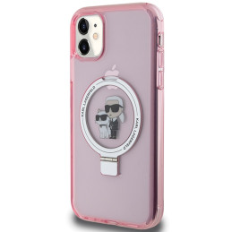 Etui Karl Lagerfeld Ring Stand Karl&Choupettte MagSafe do iPhone 11 / Xr, różowy/pink