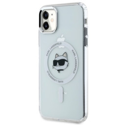 Etui Karl Lagerfeld IML Metal Choupette Head MagSafe do iPhone 11 / Xr, biały/white