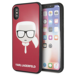Etui Karl Lagerfeld Glitter Karl`s Head do iPhone X/Xs, czerwone