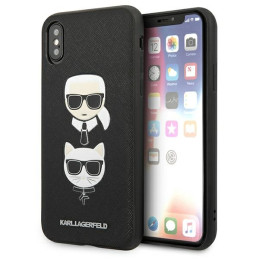 Etui Karl Lagerfeld Saffiano Karl&Choupette Head do iPhone X/XS, czarne