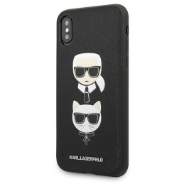 Etui Karl Lagerfeld Saffiano Karl&Choupette Head do iPhone X/XS, czarne