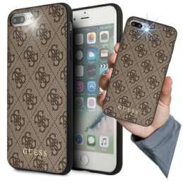 Etui Guess 4G Metal Gold Logo do iPhone SE 2022 / 2020 / 7 / 8, brązowy/brown