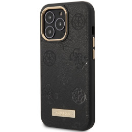 Etui Guess Peony Logo Plate MagSafe do iPhone 14 Pro Max, czarny/black