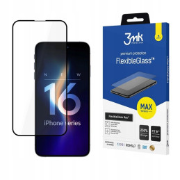 Szkło Hybrydowe 3MK FlexibleGlass Max do iPhone 16 Pro Max, czarna ramka