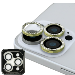 Szkło na obiektyw aparatu Guess Rhinestone do iPhone 16 Pro / 16 Pro Max, złote