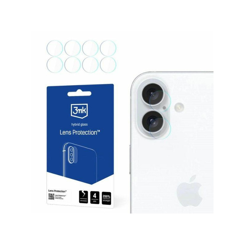 Szkło na obiektyw aparatu 3mk Lens Protection do iPhone 16 Plus, 4szt