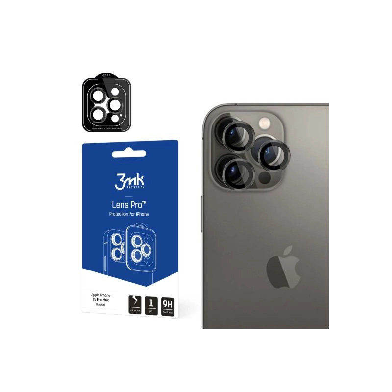 Ochrona na obiektyw aparatu 3MK Lens Protection Pro do iPhone 15 Pro Max, grafitowy/graphite