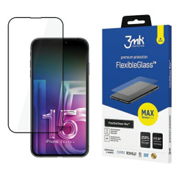 Szkło Hybrydowe 3MK FlexibleGlass Max do iPhone 15 Pro, czarna ramka
