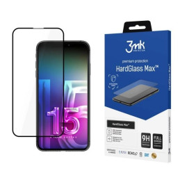 Szkło Hartowane 3MK HardGlass Max do iPhone 15, czarna ramka