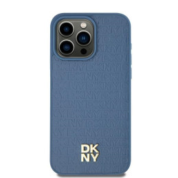 DKNY DKHMP15SPSHRPSB iPhone 15, niebieskie hardcase Leather Pattern Metal Logo MagSafe