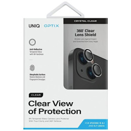 Szkło na obiektyw aparatu UNIQ Optix Aluminium Camera Lens Protector do iPhone 15 / 15 Plus, crystal