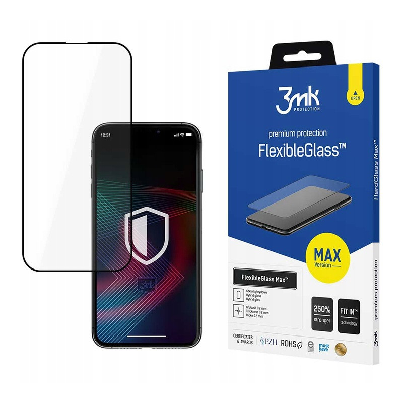 Szkło Hybrydowe 3MK FlexibleGlass Max do iPhone 14 Pro, czarna ramka
