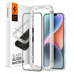 Szkło hartowane Spigen Alm Glass FC do iPhone 14/13 Pro/13, czarna ramka
