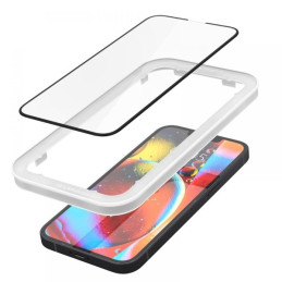 Szkło hartowane Spigen Alm Glass FC do iPhone 14/13 Pro/13, czarna ramka