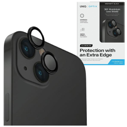 Szkło na obiektyw aparatu UNIQ Optix Aluminium Camera Lens Protector do iPhone 14 / 14 Plus, czarne/black