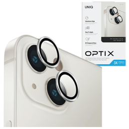 Szkło na obiektyw aparatu UNIQ Optix Aluminium Camera Lens Protector do iPhone 14 / 14 Plus, Srebrne/Silver