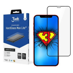 Szkło hartowane 3MK HardGlass Max Lite do iPhone 12 Mini, czarna ramka