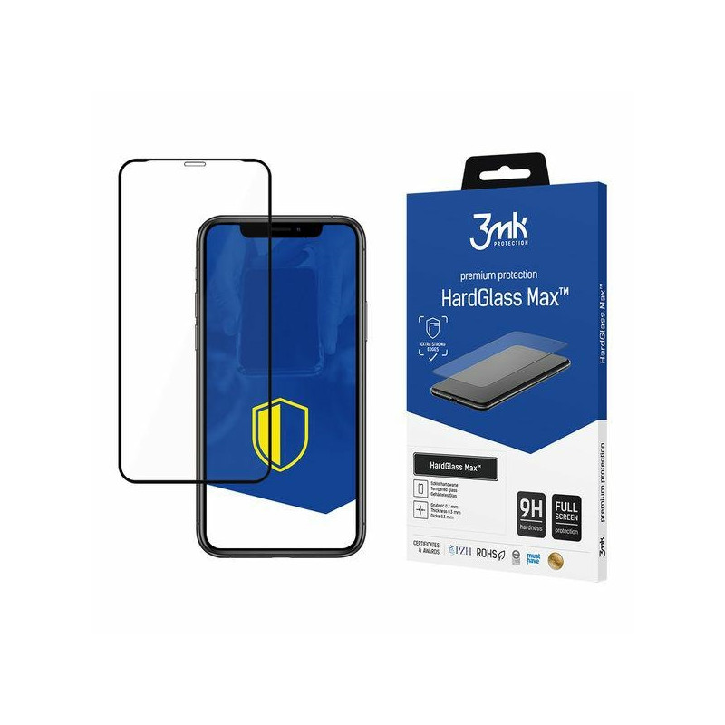 Szkło Hartowane 3MK HardGlass Max do iPhone Xr, czarna ramka