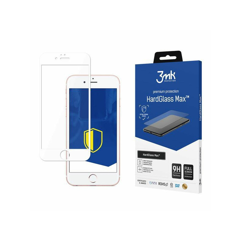 Szkło Hartowane 3MK HardGlass Max do iPhone 6 Plus, biała ramka