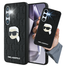 Etui Karl Lagerfeld Leather Monogram Pin Logo Karl Head do Galaxy S25+, czarny