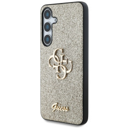 Etui Guess Fixed Glitter Big 4G Metal Logo do Galaxy S25, złoty