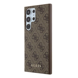 Etui Guess 4G Metal Gold Logo do Galaxy S24 Ultra, brązowy/brown