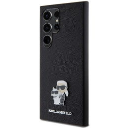 Etui Karl Lagerfeld Saffiano Karl & Choupette do Galaxy S24 Ultra, czarne