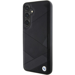 Etui BMW Signature Leather Crossing Lines Pattern do Galaxy S24+, czarne 