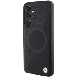 Etui BMW Signature Leather Half Textured & Circle MagSafe do Galaxy S24+, czarne