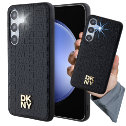 Etui DKNY Leather Pattern Metal Logo MagSafe do Samsung Galaxy S24+, czarne