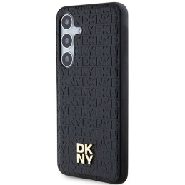 Etui DKNY Leather Pattern Metal Logo MagSafe do Samsung Galaxy S24+, czarne