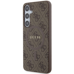 Etui Guess 4G Collection Leather Metal Logo MagSafe do Galaxy S24+, brązowy/brown