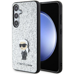 Etui Karl Lagerfeld Fixed Glitter Ikonik Logo Metal Pin do Galaxy S24+, srebrne