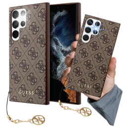 Etui Guess 4G Charms Collection do Samsung Galaxy S23 Ultra, brown/brązowy