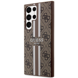 Etui Guess 4G Printed Stripe do Galaxy S23 Ultra, brązowy/brown