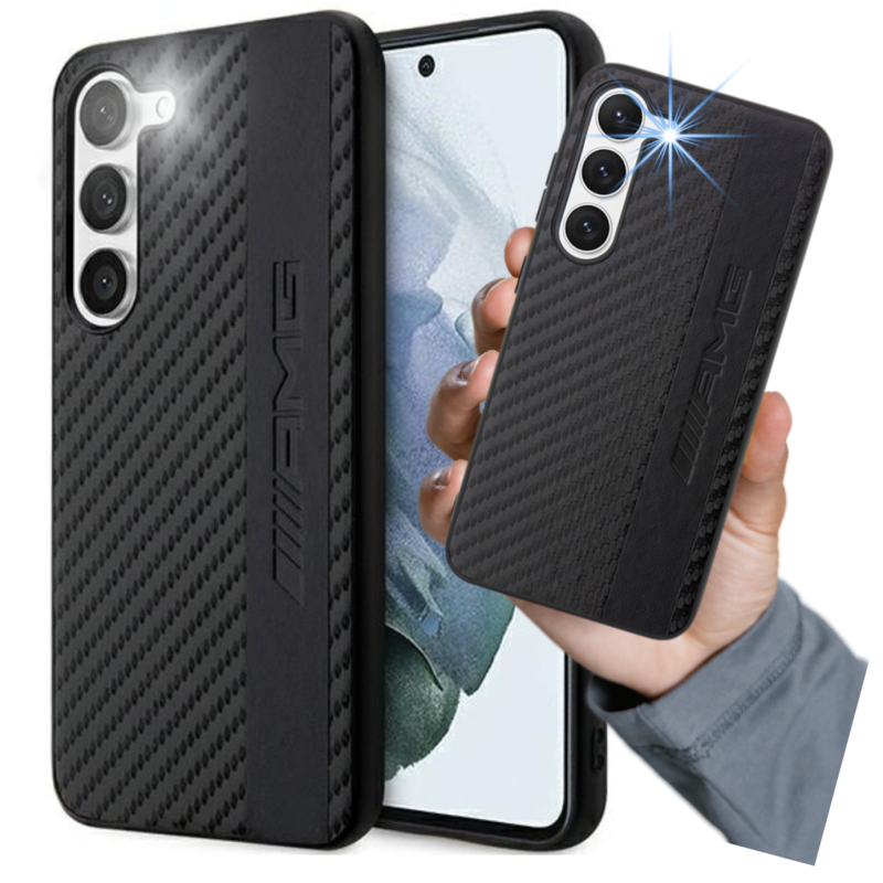 Etui AMG Carbon Stripe&Embossed do Galaxy S23+, czarne