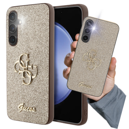 Etui Guess Glitter Script Big 4G do Galaxy S23 FE, złote