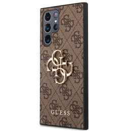 Etui Guess 4G Big Metal Logo do Galaxy S22 Ultra, brązowy/brown
