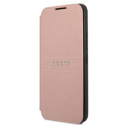 Etui z klapką Guess book Saffiano Stripes do Galaxy S22+, różowy/pink