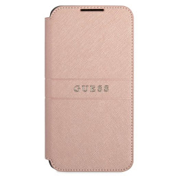 Etui z klapką Guess book Saffiano Stripes do Galaxy S22+, różowy/pink