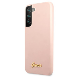 Etui Guess Silicone Script Metal Logo & Frame do Samsung Galaxy S22+, różowy/pink