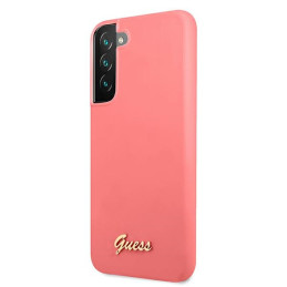 Etui Guess Silicone Script Metal Logo & Frame do Samsung Galaxy S22+, fuksja/fuchsia