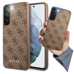 Etui Guess 4G Metal Gold Logo do Galaxy S22, brązowy/brown