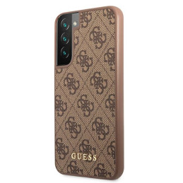 Etui Guess 4G Metal Gold Logo do Galaxy S22, brązowy/brown