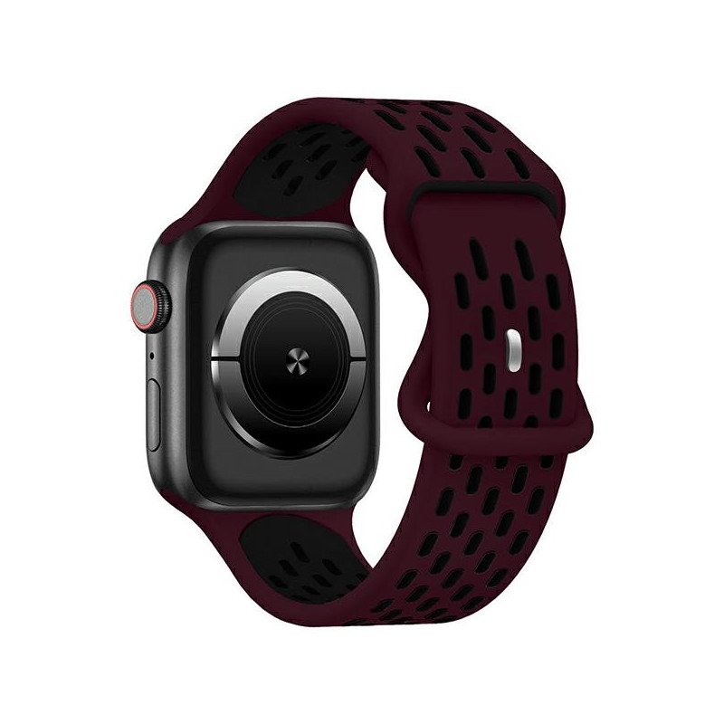Sportowy Silikonowy pasek Beline do Apple Watch 42/44/45/49mm bordowo-czarny