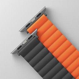 Magnetyczny Pasek UNIQ Revix do Apple Watch 1/2/3/4/5/6/7/8/9/SE/SE2/Ultra/Ultra 2 42/44/45/49mm.  szary-pomarańczowe